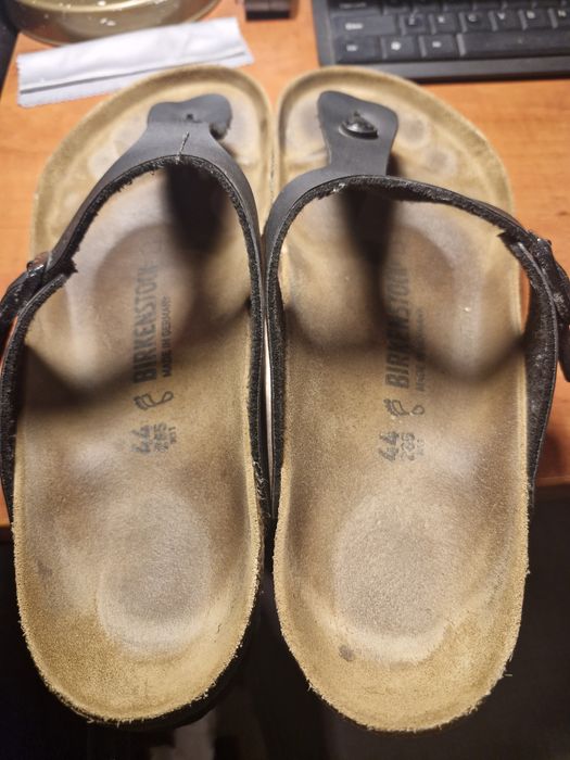 Birkenstock Gizeh Leather Black 44 - skóra naturalna, stan bardzo dobr