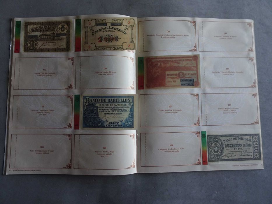 Caderneta de cromos História do Dinheiro Português (tem 101 cromos)