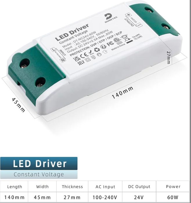 Dusktec LED driver 24v 60w