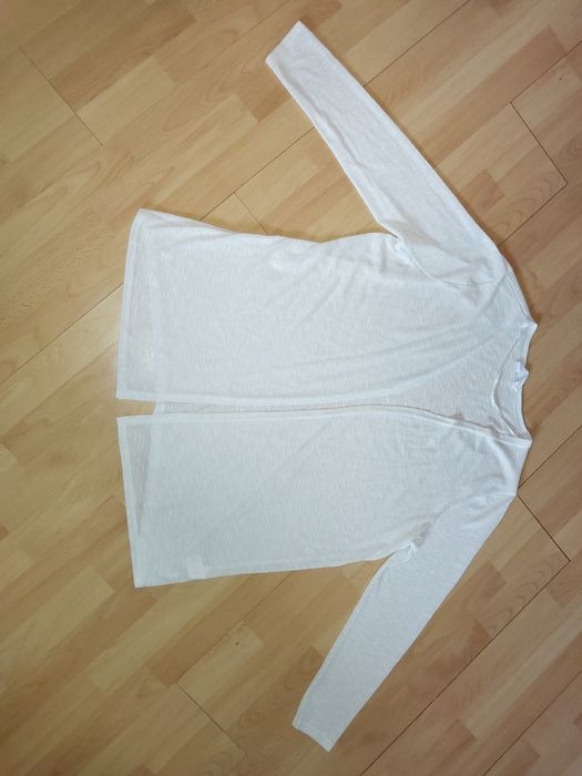 Lekki sweterek narzutka r 46 48 biała ecru cardigan