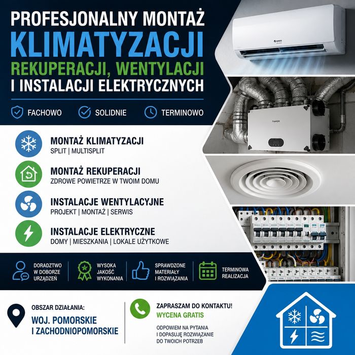 Montaż klimatyzacji  Wentylacji/Rekuperacji