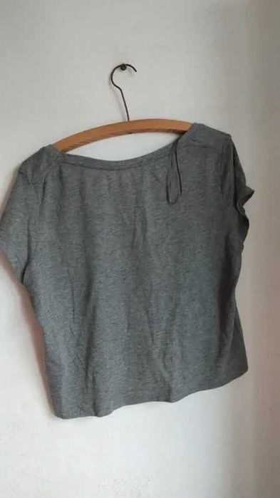 Szara krótka bluzka z krótkim rękawem H&M S
