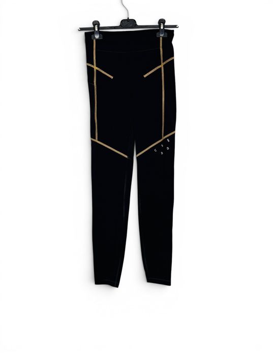 Legginsy Sportowe Wysoki Stan Czarne S