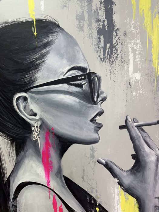 Duży obraz ręcznie malowany 100x90 abstrakcja