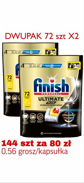 Dwupak Finish ultimate Pus  72 szt X2 / kapsułki do zmywarki