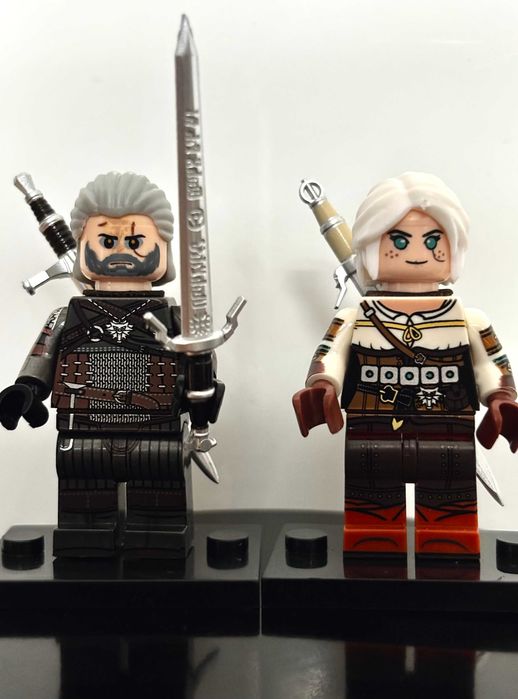 Zestaw minifigurek Geralt i Ciri Wiedźmin kompatybilny z LEGO