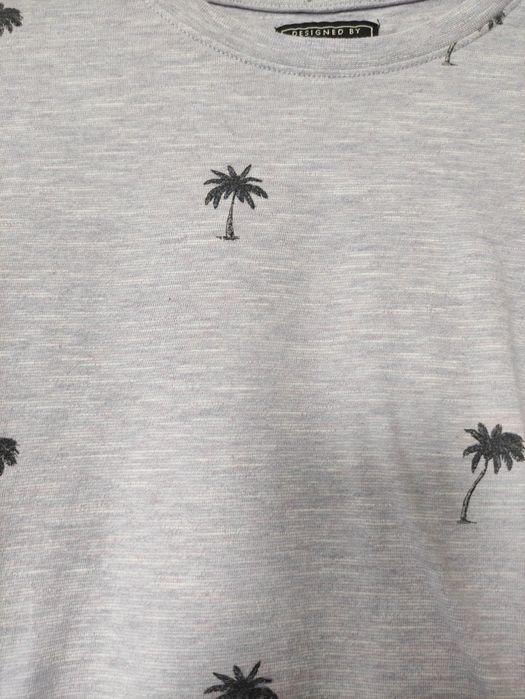 T-shirt męski jasnofioletowy w palmy, rozm. S