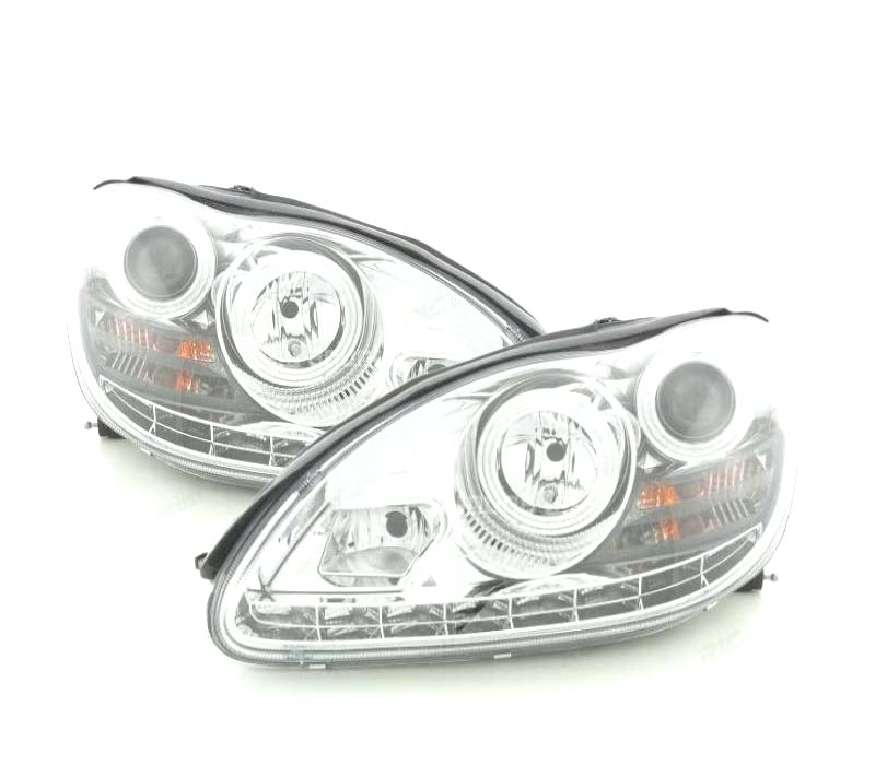 FAROIS XENON LED MERCEDES S W220 02-05 FUNDO CROMADO