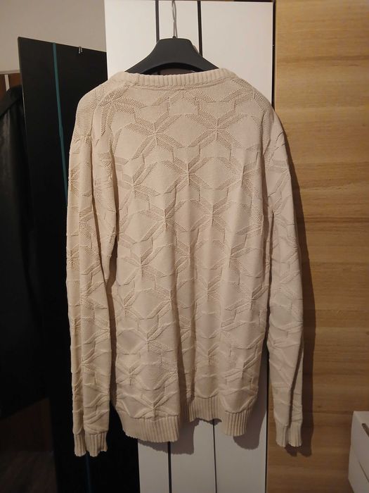 Sweter męski Marka Bytom Adour - beżowy wzór pleciony 100% bawełna