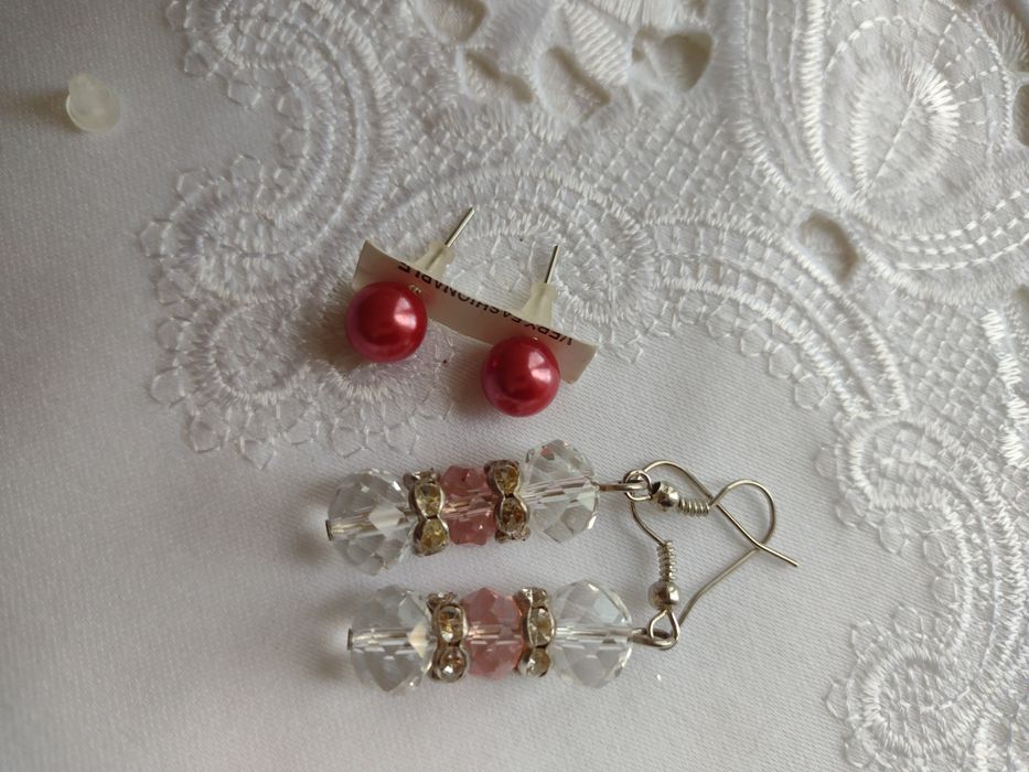 kolczyki na sztyft kulki 8mm perełki akryl plus druga para