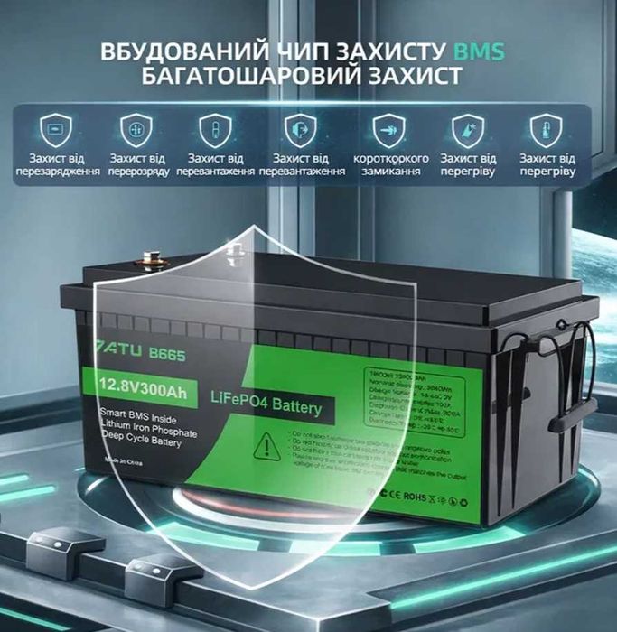 АКЦІЯ! В наявності новий акумулятор 12.8V 300Ah LiFePO4 літій-зал-фосф