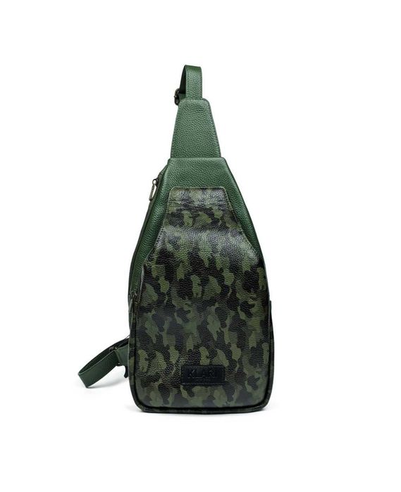 Сумка через плече KLARI військовий камуфляж/натуральна шкiра