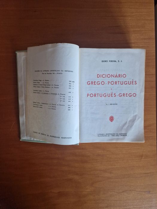 Dicionário Grego-Português e Português-Grego,  Isidro Pereira, S. J.