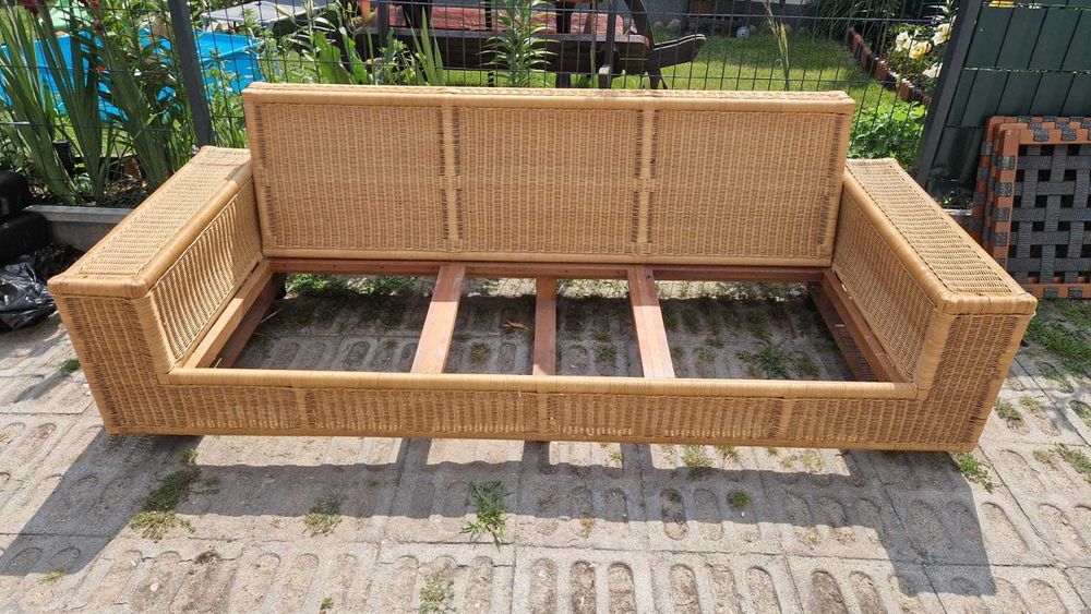 Sofa rattanowa 3os funkcja spania z rattanu ogrodowa naturalna RATTAN