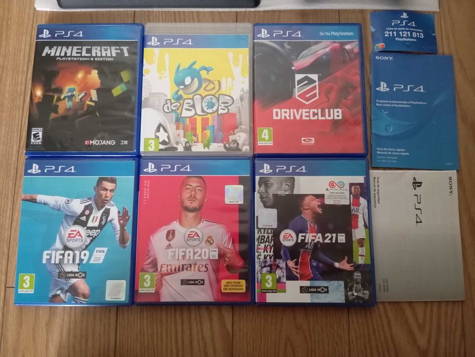 PS4 slim COMO NOVA PlayStation 4, comando NOVO, 6 jogos (retomo jogos)