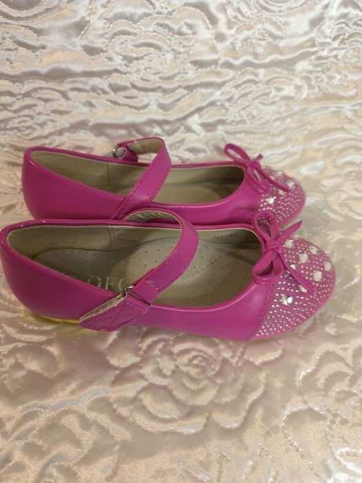 Baletki dziewczęce z paskiem nowe różowe rozmiar 30