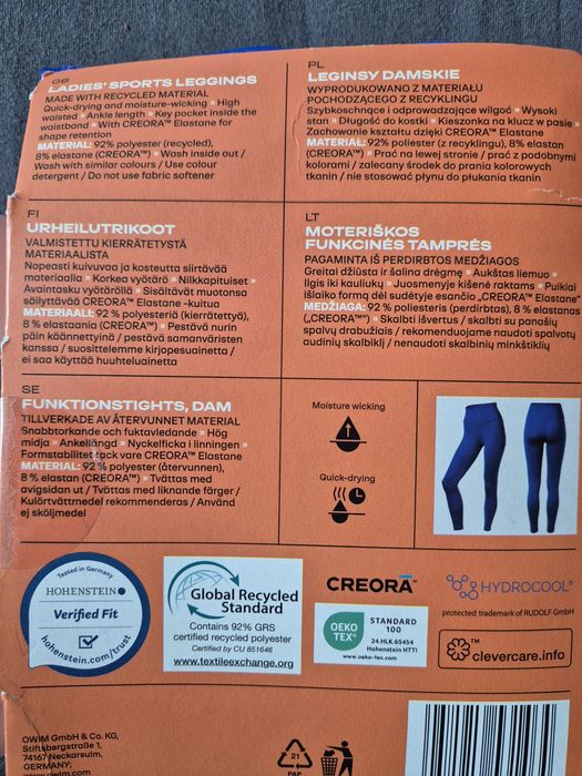 Crivit nowe legginsy damskie M 40/42