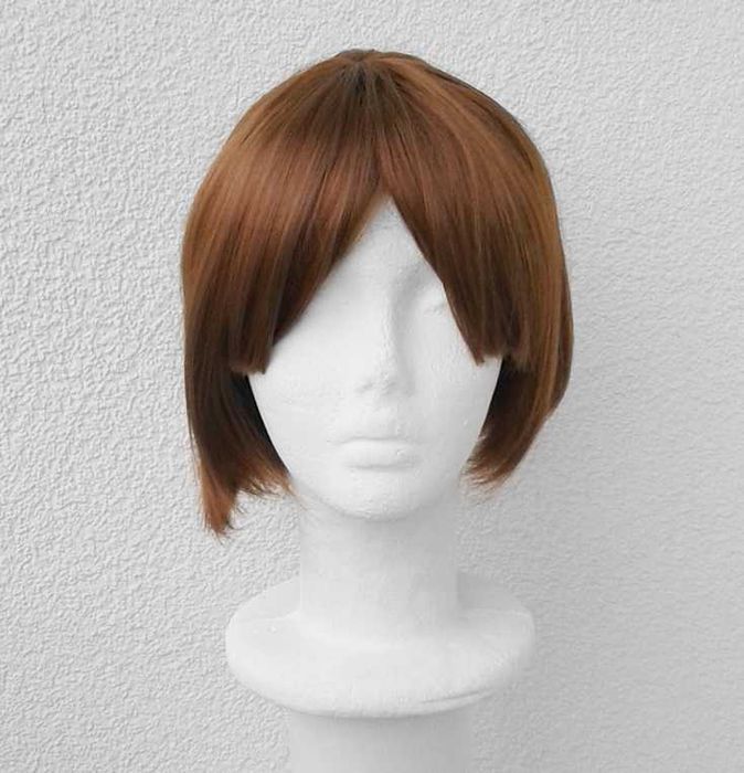 Krótka brązowa bob peruka z grzywką cosplay brązowy krótki wig