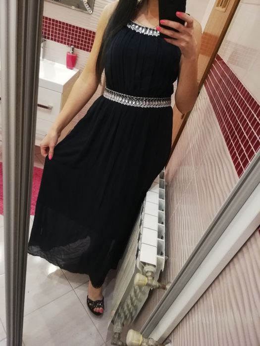 Nowa długa maxi sukienka sylwester s/m 38 m cekiny studniówka wesele