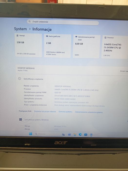Sprzedam laptopa Acer aspire 7750