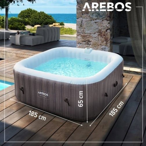 Basen z hydromasażem, jacuzzi nadmuchiwany kwadratowy Arebos 910L 6 osobowe
