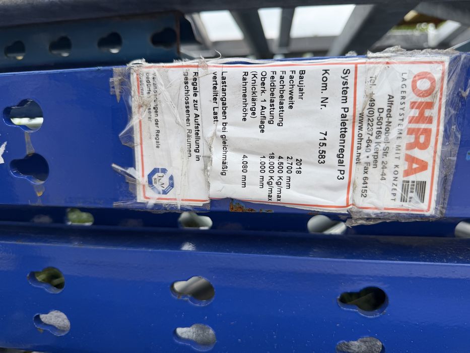 Regały Paletowe Magazynowe OHRA P3 H-4,1m | Bardzo Mocne (500zł/mb)