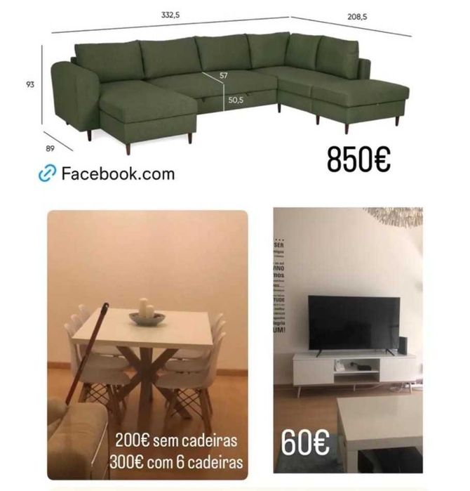 Moveis sala (mêsa com 6 cadeiras, sofá e mesa TV)