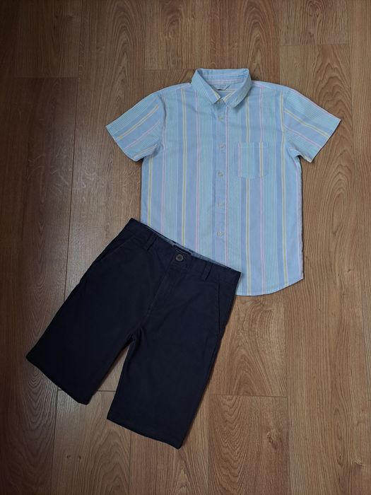 Летний набор/Нарядная рубашка с коротким рукавом/синие шорты для мальч