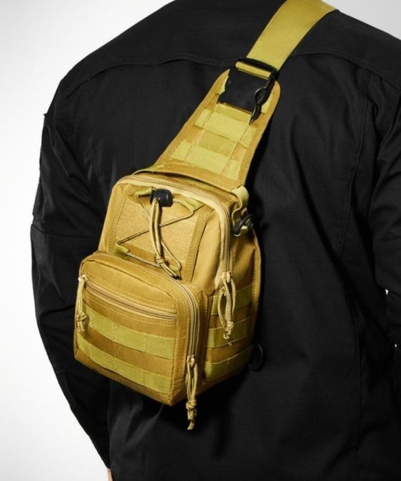Тактическая сумка через плечо.  Розница. Цвет: чёрный, койот, олива