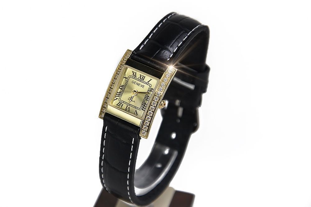 Złoty zegarek damski na pasku 14k 585 włoski Geneve lw035ydy WR