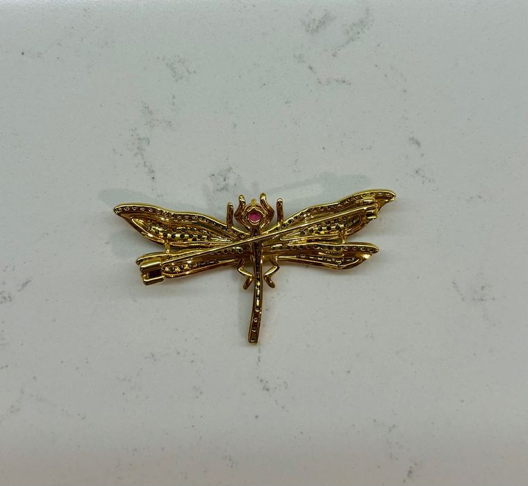 Broszka ważka pozłacana