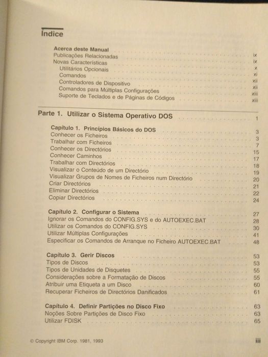 Manual do utilizador do Sistema Operativo DOS - PC DOS 6.1