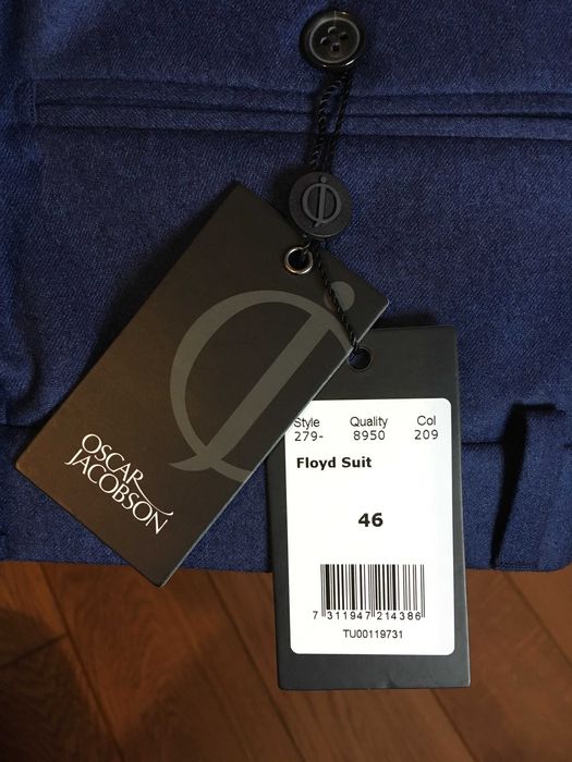 Garnitur Oscar Jacobson, r.46,granatowy,wełna Vitale Barberis 120,nowy