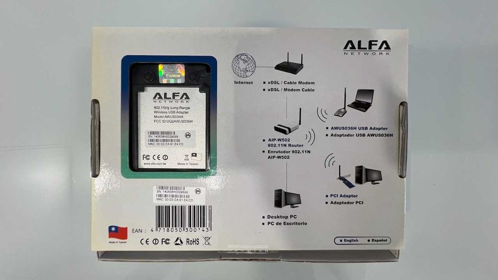 ALFA NETWORK 802.11 b/g Long-Range Wireless USB Adpater (AWUS036H)