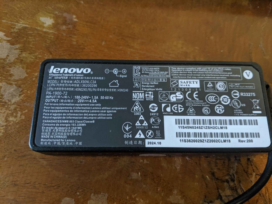 Оригінальний блок живлення для ноутбука LENOVO 20V, 4.5A, 90W (ADLX90NLC3A)