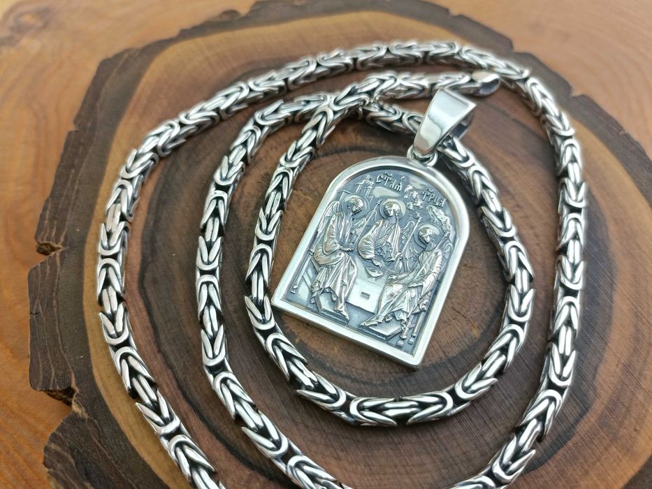 Серебряная цепочка Королевская подвеска. Срібний Ланцюг Святий Миколай