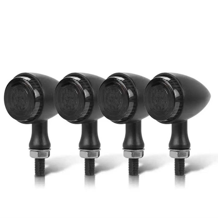 Par de Piscas Bala LED Alumínio Lente Escurecida