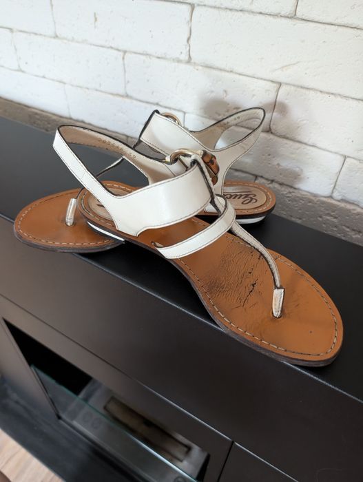Оригінал! Жіночі шкіряні сандалі Gucci Gwen Leather Bamboo Buckle Sandals. 39 розмір
