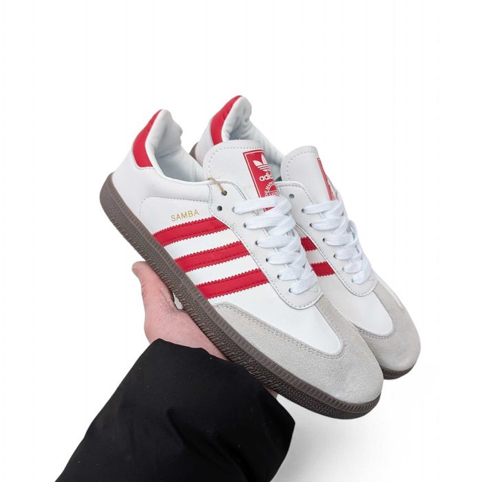 Знижка на колір Чоловічі кросівки Adidas Samba білі з червоним
