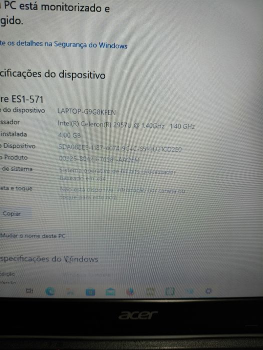 Portátil Acer cor preto bem estimado como novo