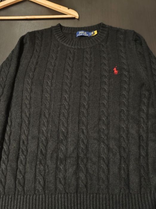 Suéter Polo Ralph Lauren Original Preto Cavalo Vermelho