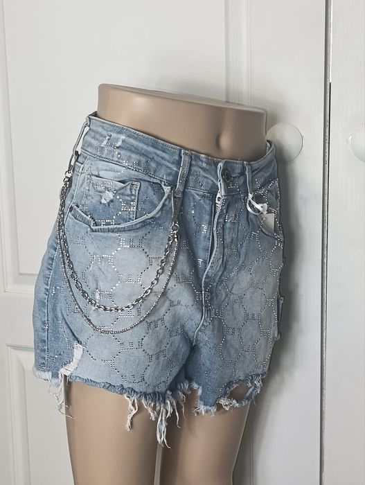 Spodenki krótkie jeansowe niebieskie wysoki stan S/M nowe