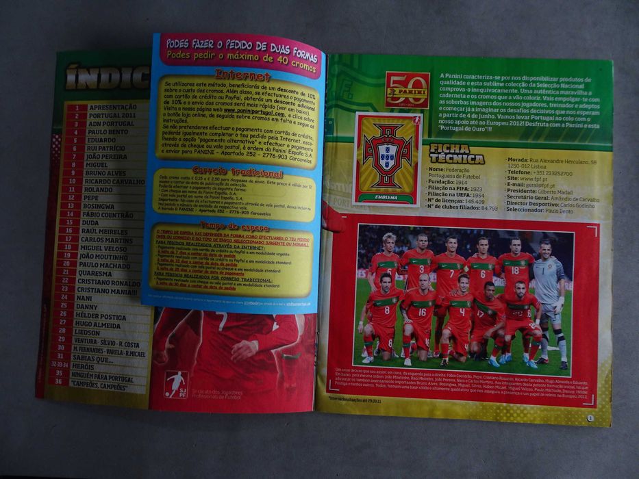 Caderneta de cromos de futebol completa Portugal de Ouro 2011 - Panini