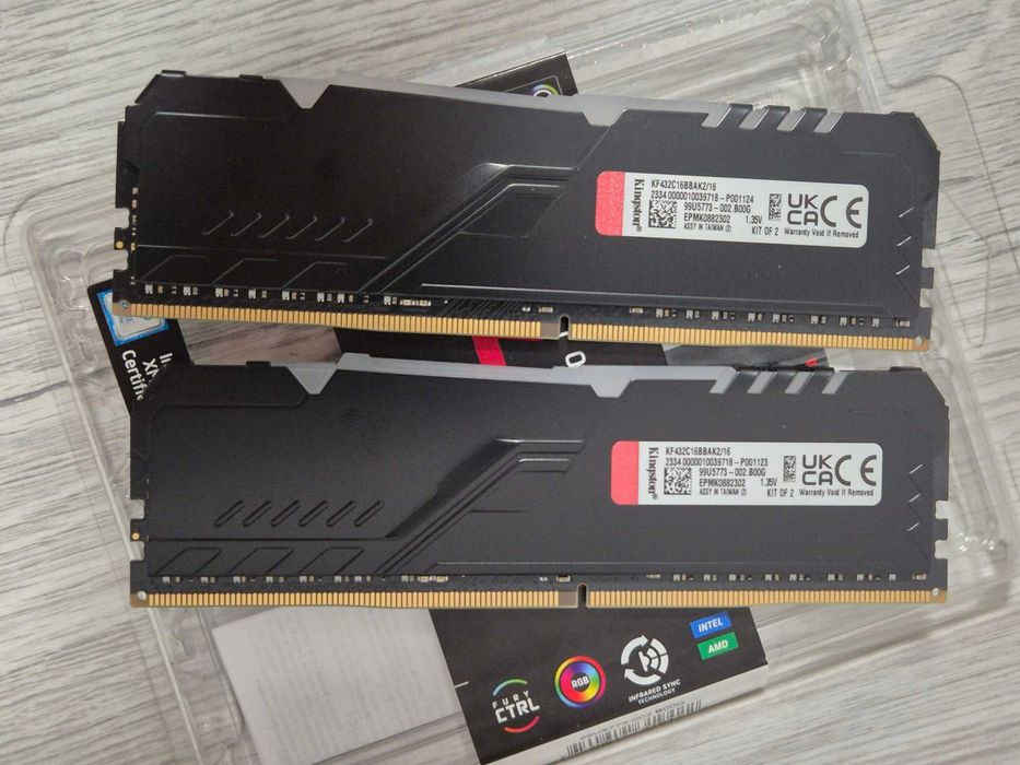 пам'ять DDR4 16GB (2x8GB) 3200MHz CL16 Kigston FURY Beast RGB.TradeIN