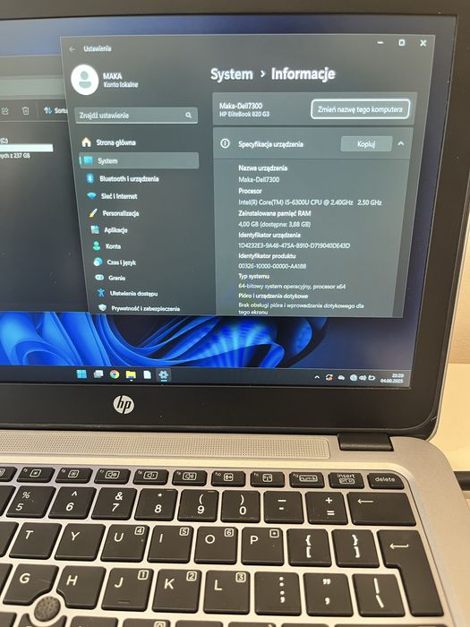 Laptop HP Elitebook I5 6gen/4GB/256SSD