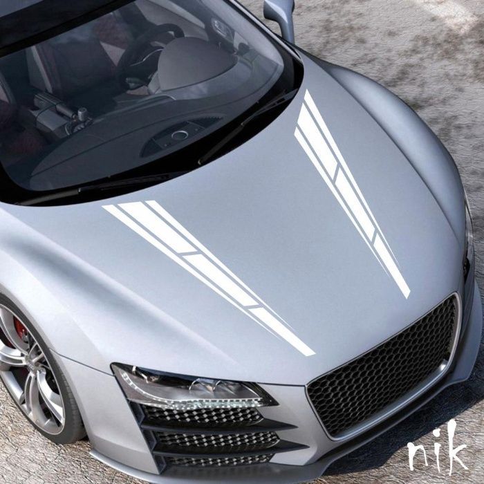 Наклейка на авто/машину капот 2 смужки 80*12см, стайлінг, тюнінг