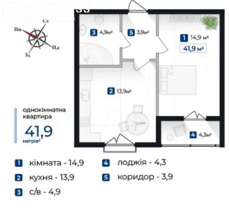 сучасна 1-кімнатна квартира в ЖК «Козацький»
