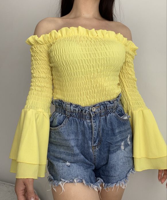 Cameo Rose żółta bluzka typu hiszpanka