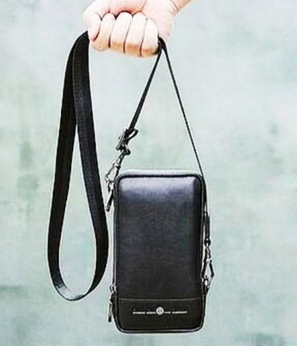 Кожаная мужская Барсетка (Портмоне). Черная. Стильная .