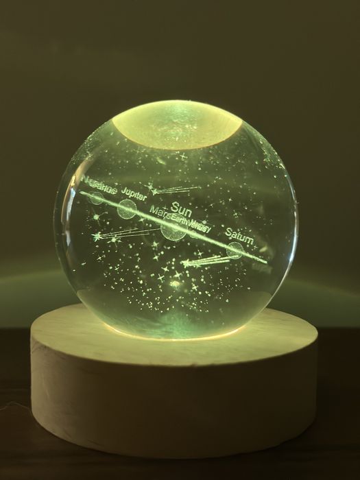 Декоративна нічник 3D кришталева куля "Сонячна Система", декоративна нічна лампа 3D